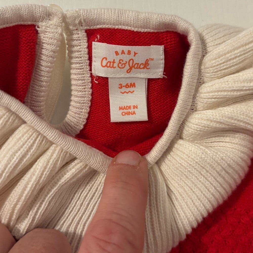Cat & Jack | Red and Cream Bodysuit | 3-6 months - Picture 2 of 4